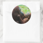 Sticker Rond Mère orang-outan et bébé (Sac)