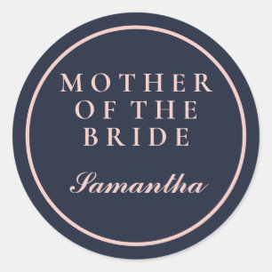 STICKER ROND MÈRE SIMPLE DE BRIDE OXFORD BLEU ET ROSE