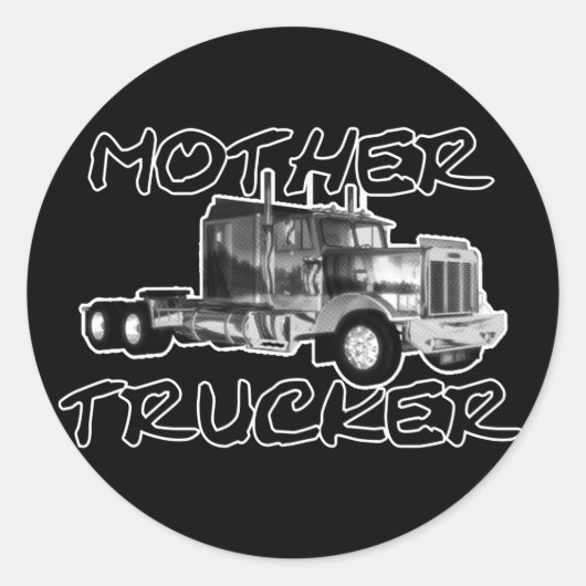 STICKER ROND MÈRE TRUCKER - NOIR & BLANC (Devant)