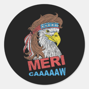Sticker Rond Meri-caaaaaw - Eagle Mullet 4 juillet États-Unis