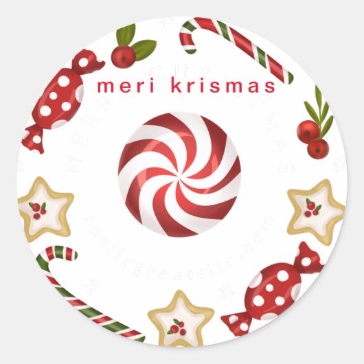 Sticker Rond meri krismas (Devant)