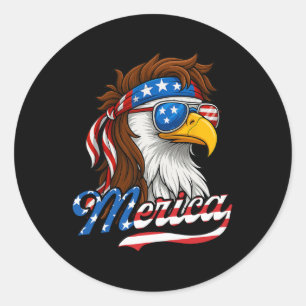 Sticker Rond Merica États-Unis Drapeau américain Aigle 4 juille