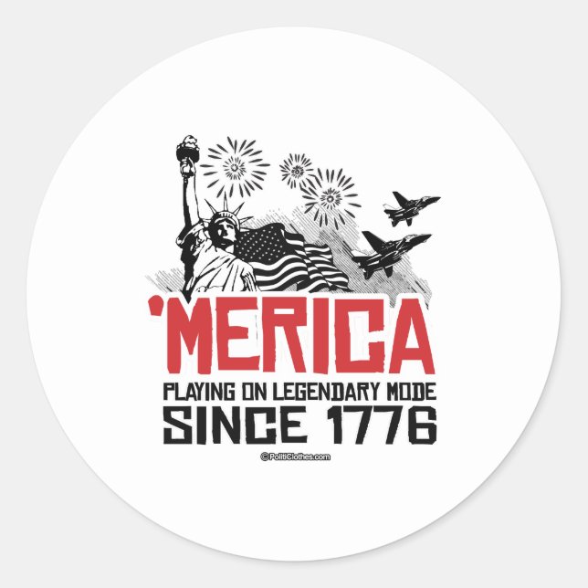 Sticker Rond 'Merica - Jouer en mode légendaire depuis 1776 (Devant)