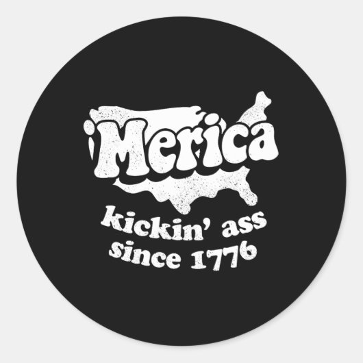 Sticker Rond Merica Kickin' depuis 1776 (Devant)