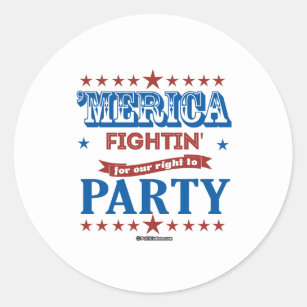 Sticker Rond 'Merica - Lutter pour notre droit à la fête