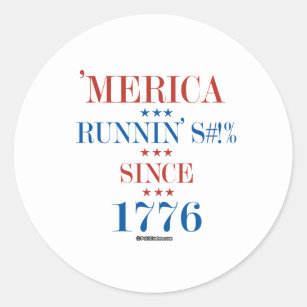 Sticker Rond 'Merica - Running S - -t Depuis 1776