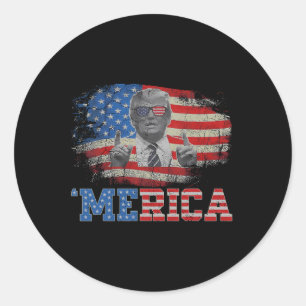 Sticker Rond Merica Trump 4 juillet heureux Trump Drapeau améri