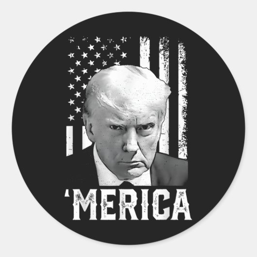 Sticker Rond Merica Trump 4 juillet heureux Trump Drapeau améri (Devant)