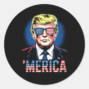 Sticker Rond Merica Trump 4 juillet US Vintage Retro