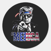 Sticker Rond Merica Trump American Flag États-Unis (Devant)