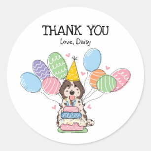 Sticker Rond Merle Cockapoo Cavapoo Anniversaire Favoriser Tags