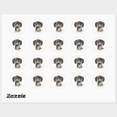 Sticker Rond Merle Dapple Dachshund mignon chien Wiener (Feuille)