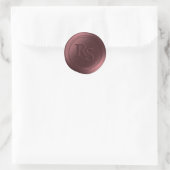 Sticker Rond Merlot Vin Double Monogramme Mariage Cire Seaux (Sac)