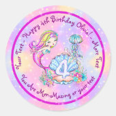 Sticker Rond Mermaid 4e anniversaire Modifier Modifier Modifier (Devant)