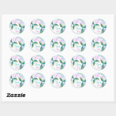 Sticker Rond Mermaid 5e anniversaire filles violet Turquoise (Feuille)