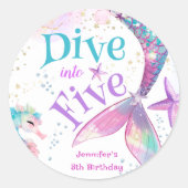 Sticker Rond Mermaid 5e anniversaire Plongée en cinq (Devant)