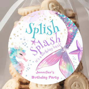 Sticker Rond Mermaid Anniversaire Fête Splish Splash