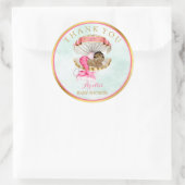 Sticker Rond Mermaid Bébé Clam Shell Tiara Africain-Américain (Sac)