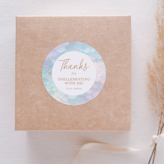 Sticker Rond Mermaid Birthday Merci pour Shellebring