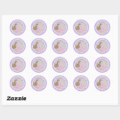 Sticker Rond Mermaid Brown Cheveux Mer Créatures Violet Anniver (Feuille)