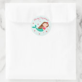 Sticker Rond Mermaid Christmas Red Aqua (Sac)