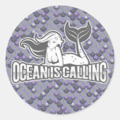 Sticker Rond Mermaid Cute Grey (Devant)