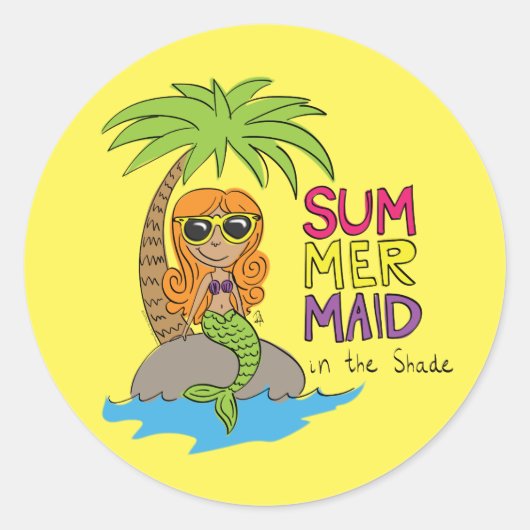 Sticker Rond Mermaid Cute Kids Girls (Devant)