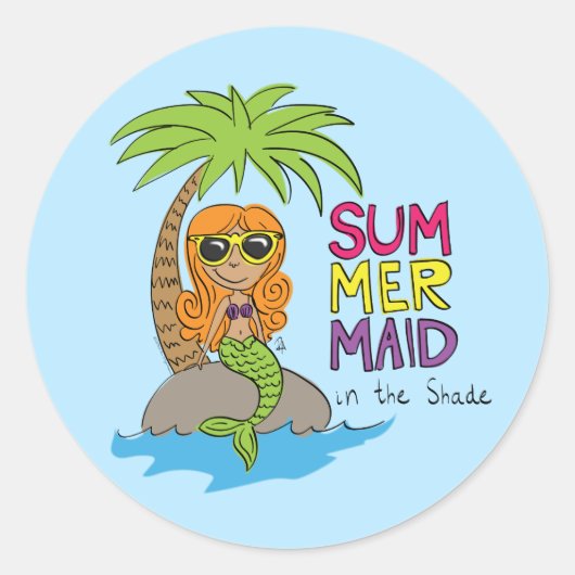 Sticker Rond Mermaid Cute Kids Girls (Devant)