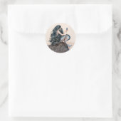 Sticker Rond Mermaid et le Rose (Sac)