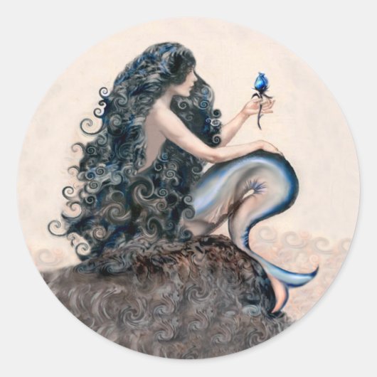 Sticker Rond Mermaid et le Rose (Devant)