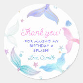 Sticker Rond Mermaid Girl 4e fête d'anniversaire (Devant)