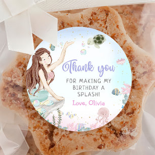 Sticker Rond Mermaid Girl 4e fête d'anniversaire