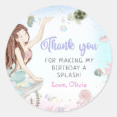 Sticker Rond Mermaid Girl 4e fête d'anniversaire (Devant)