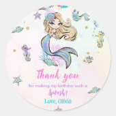 Sticker Rond Mermaid Girl 5th Birthday Party (Devant)