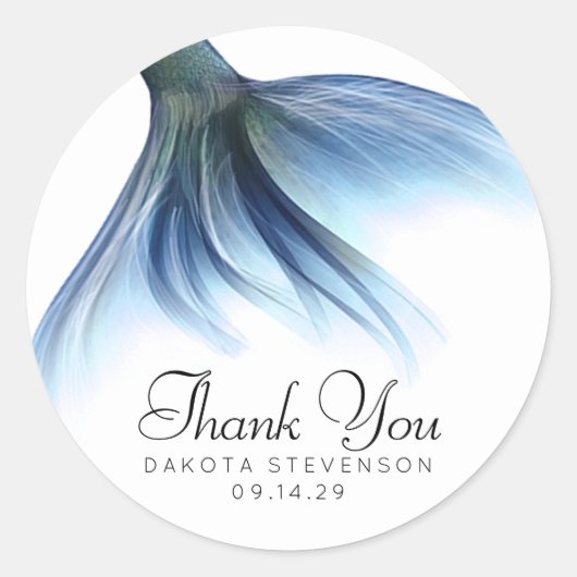 Sticker Rond Mermaid Glam Tail | Dusty Ice Blue Sheen Merci (Devant)