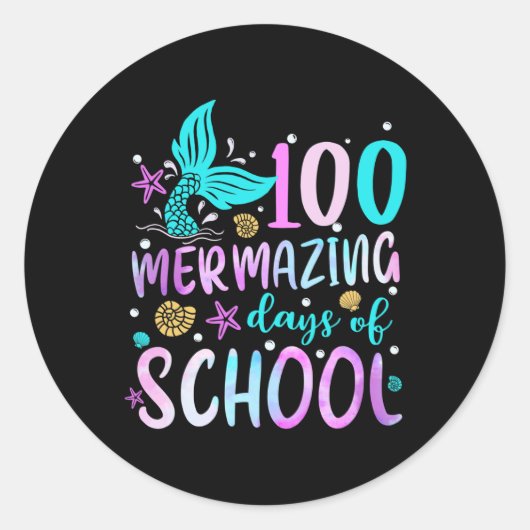 Sticker Rond Mermaid Queue 100 Jours Mermazing De L'École (Devant)