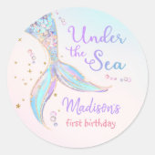 Sticker Rond Mermaid Summer Pool 1ère fête d'anniversaire (Devant)