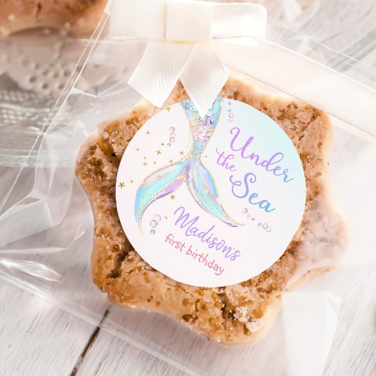Sticker Rond Mermaid Summer Pool 1ère fête d'anniversaire