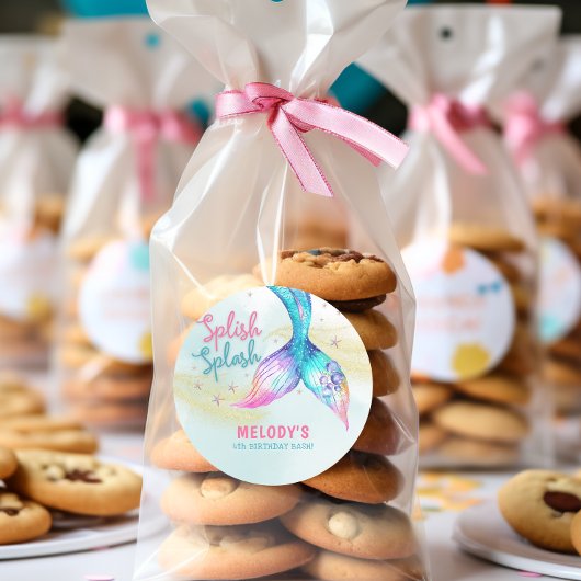 Sticker Rond Mermaid Tail Glitter Splish Splash birthday