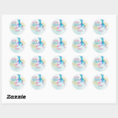 Sticker Rond Mermaid Tail Glitter Splish Splash Thank you (Feuille)