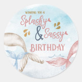 Sticker Rond Mermaid Tails Splashy and Sassy Birthday (Devant)