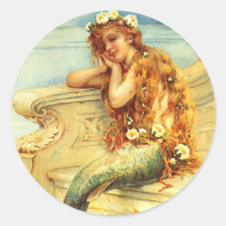 Sticker Rond Mermaid Vintage