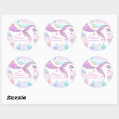 Sticker Rond Mermaid Whimsical Sous La Fête D'Anniversaire De L (Feuille)