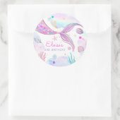 Sticker Rond Mermaid Whimsical Sous La Fête D'Anniversaire De L (Sac)