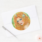 Sticker Rond Mermaid with tropical fish art by Renee Lavoie  (Enveloppe)