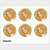 Sticker Rond Mermaid with tropical fish art by Renee Lavoie  (Feuille)