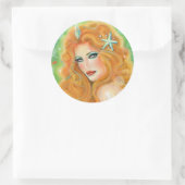 Sticker Rond Mermaid with tropical fish art by Renee Lavoie  (Sac)