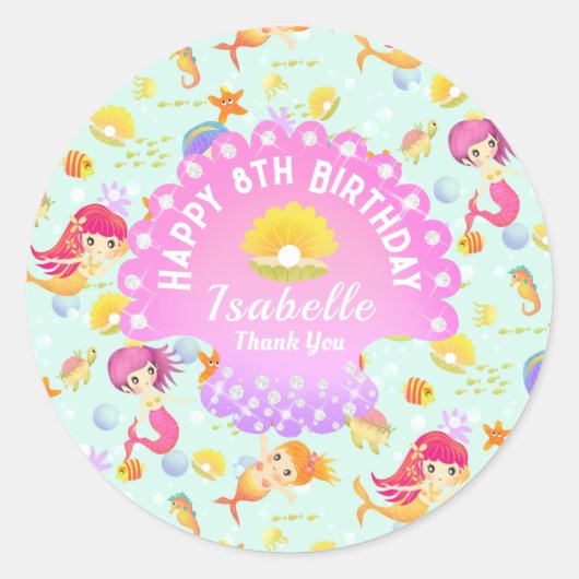 Sticker Rond Mermaids bleu (Devant)