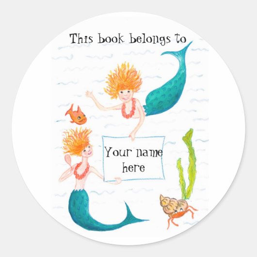 Sticker Rond Mermaids Bookplaques (Devant)