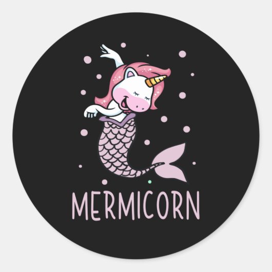 Sticker Rond Mermicorn Unicorn Mermaid Mythique Créature (Devant)